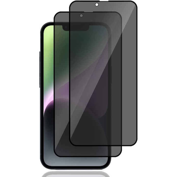Set 2 folii protectie ecran, Sticla securizata, Privacy, Compatibil cu iPhone 13/13 Pro/14