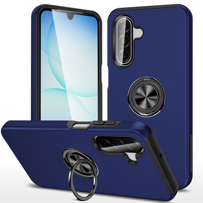 Husa Magnetica Subtire cu Inel Metalic compatibila cu Samsung Galaxy A57, Albastru inchis