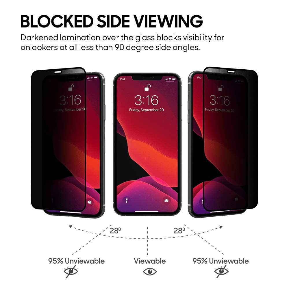 Folie Premium PRIVACY cu Aplicator pentru Apple iPhone 12 Pro Max, din Sticla Securizata Anti-Spy, Dubla Protectie, Aliniere Automata, Negru