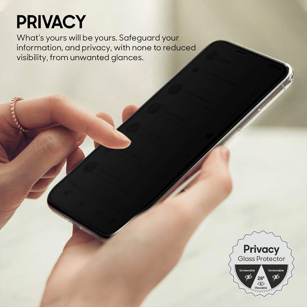 Folie Premium PRIVACY cu Aplicator pentru Apple iPhone 12 Pro Max, din Sticla Securizata Anti-Spy, Dubla Protectie, Aliniere Automata, Negru