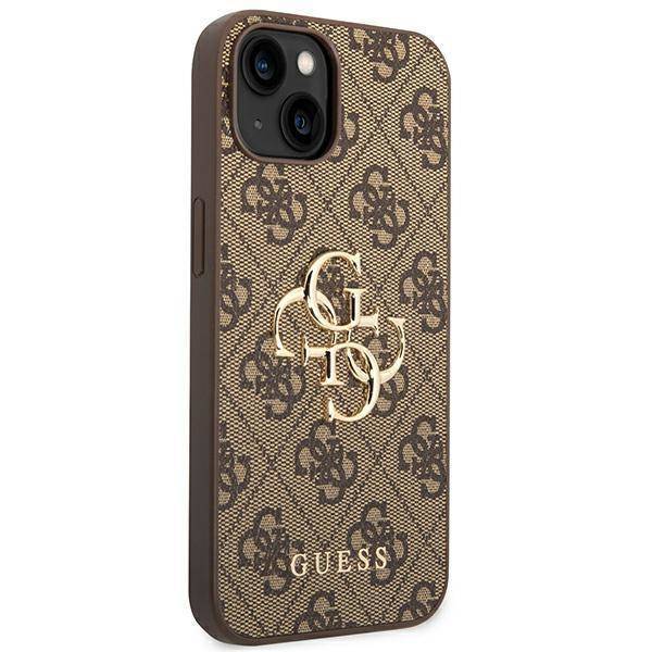 Husa de protectie Guess cu logo metalic PU 4G pentru iPhone 14, Maro