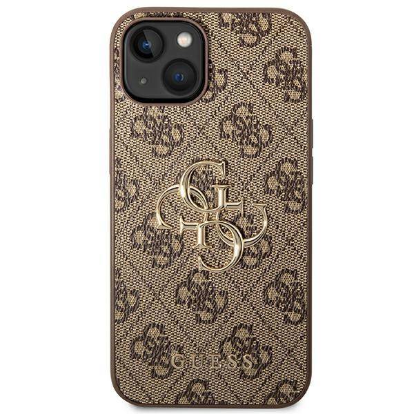 Husa de protectie Guess cu logo metalic PU 4G pentru iPhone 14, Maro