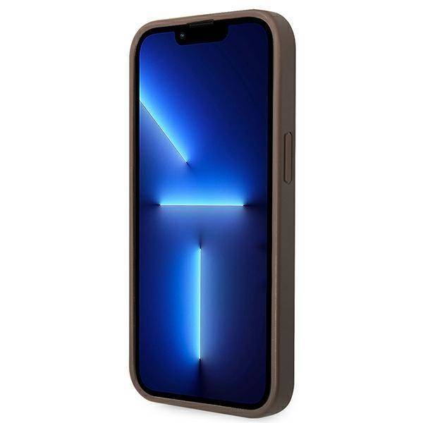 Husa de protectie Guess cu logo metalic PU 4G pentru iPhone 14, Maro