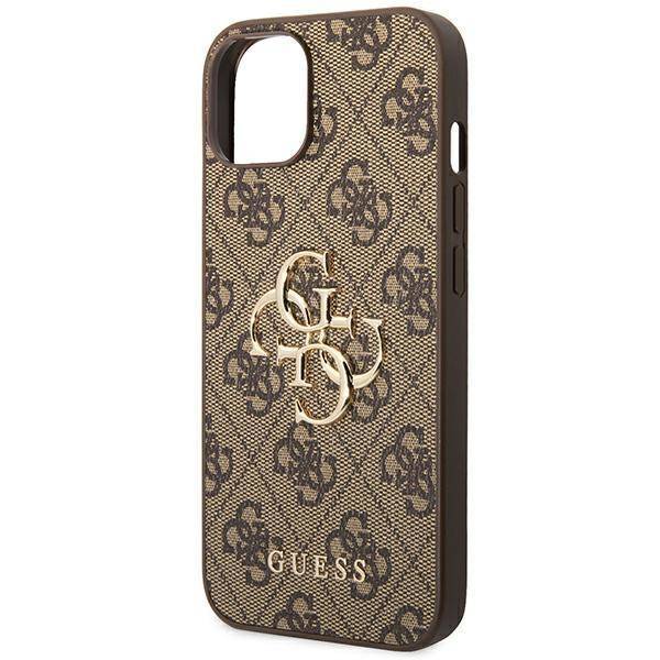 Husa de protectie Guess cu logo metalic PU 4G pentru iPhone 14, Maro