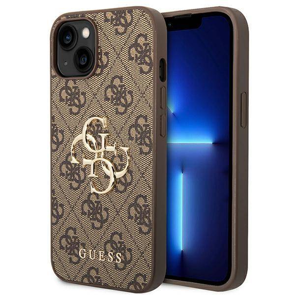 Husa de protectie Guess cu logo metalic PU 4G pentru iPhone 14, Maro