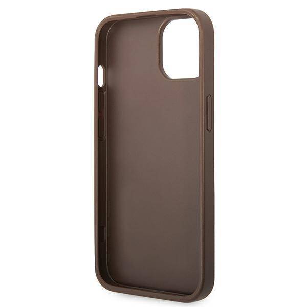 Husa de protectie Guess cu logo metalic PU 4G pentru iPhone 14, Maro