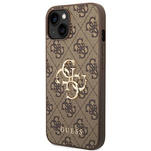 Husa de protectie Guess cu logo metalic PU 4G pentru iPhone 14, Maro