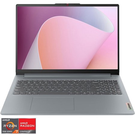Laptop Lenovo IdeaPad Slim 3 16ABR8 cu procesor AMD Ryzen™ 7 7730U pana la 4.5 GHz, 16", WUXGA, IPS, 16GB, 512GB SSD, AMD Radeon™ Graphics, No OS, Arctic Grey