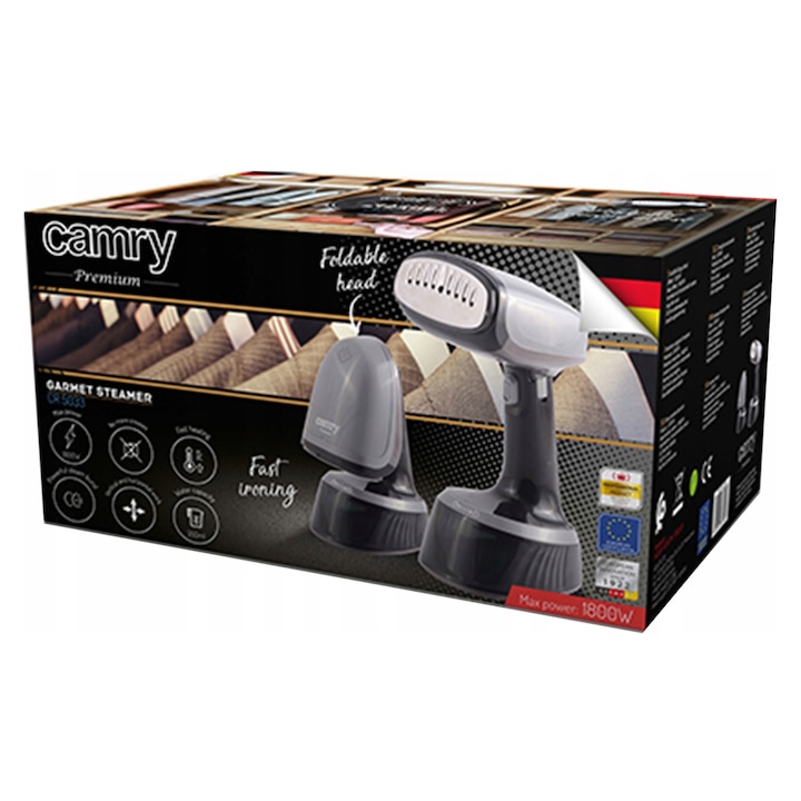 Parownica Camry CR 5033, 1200W, negru, 350ml, non-stick, 2 moduri, 1800W
