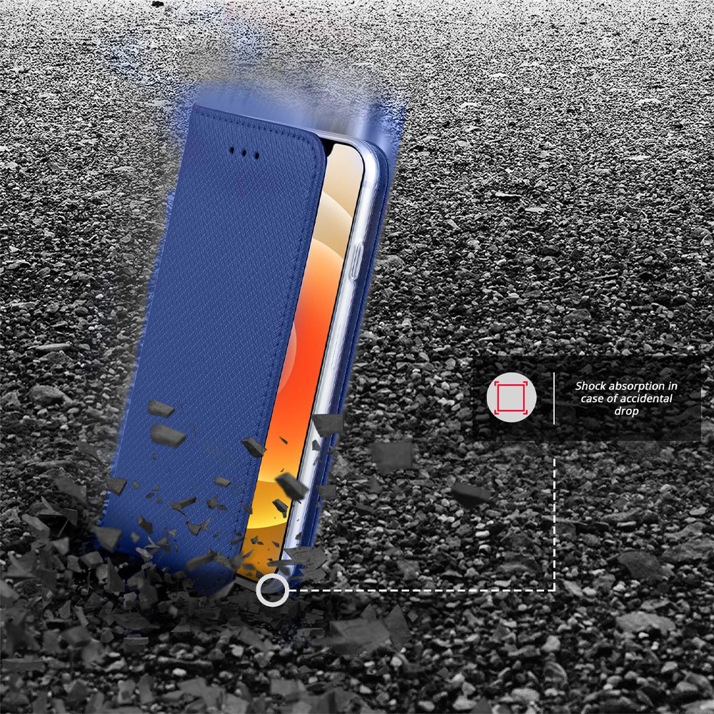 Husa Flip din Piele compatibila cu Motorola Edge 60 Fusion, Texture Design, Inchidere Magnetica, Smart Soft Close, Tip Carte, Buzunar Portofel, Albastru