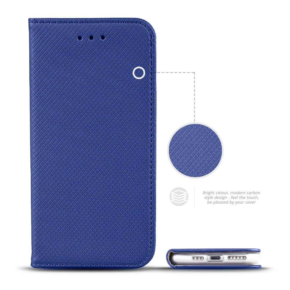 Husa Flip din Piele compatibila cu Motorola Edge 60 Fusion, Texture Design, Inchidere Magnetica, Smart Soft Close, Tip Carte, Buzunar Portofel, Albastru