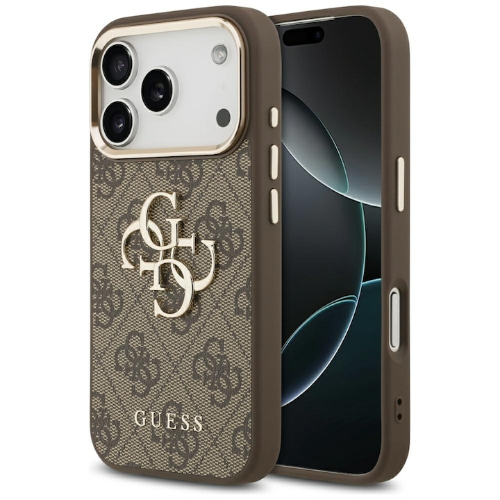 Husa pentru iPhone 17 Pro Max Guess Hardcase Big 4G Classic Logo 9GUHCP17X4GMGCBR, U52, Piele ecologica, Brown