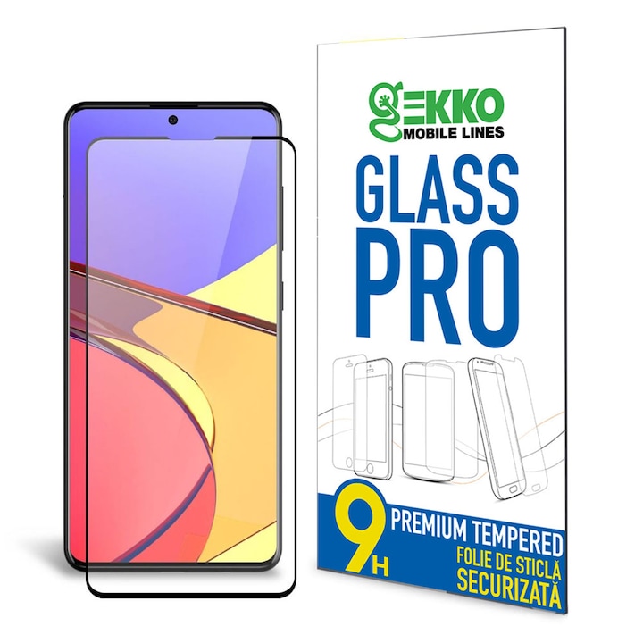 Folie sticla pentru Samsung Galaxy A51 - Geam protectie (Tempered Glass) - Protectie FULL GLUE, UltraThin - Gekko Mobile Negru AntiShock