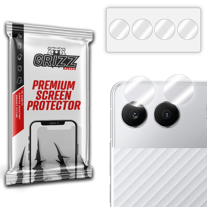 Folie de protectie pentru camera foto compatibila cu OnePlus Nord 4, Grizz Glass, sticla hibrid, transparent
