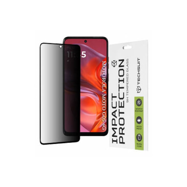 Folie de Protectie Techsuit Ecran Privacy pentru Motorola Moto E15 / G05 Sticla Securizata Full Glue 111D