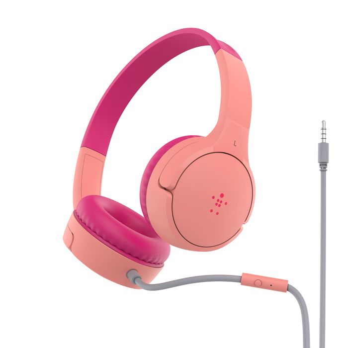 Casti cu fir copii, Belkin, Roz