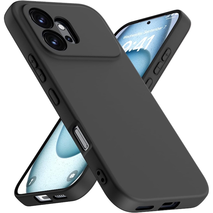 Husa pentru Honor 600 Liquid Silicone, subtire, captusita cu microfibra, anti amprenta, protectie camera foto, negru