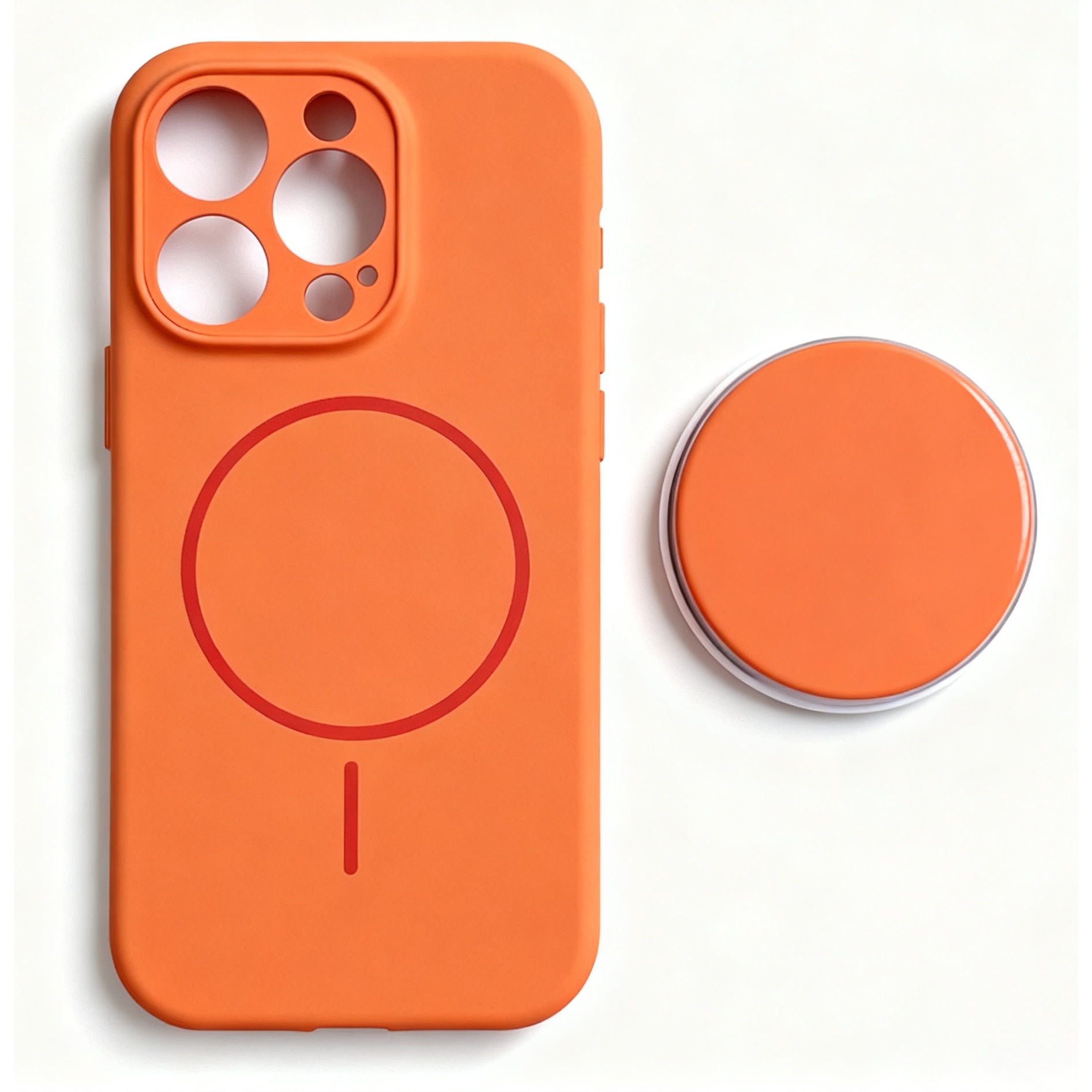 Husa de telefon cu incarcare magnetica din silicon lichid portocaliu pentru iPhone 16 Pro Max