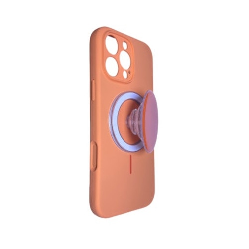 Husa de telefon cu incarcare magnetica din silicon lichid portocaliu pentru iPhone 16 Pro Max