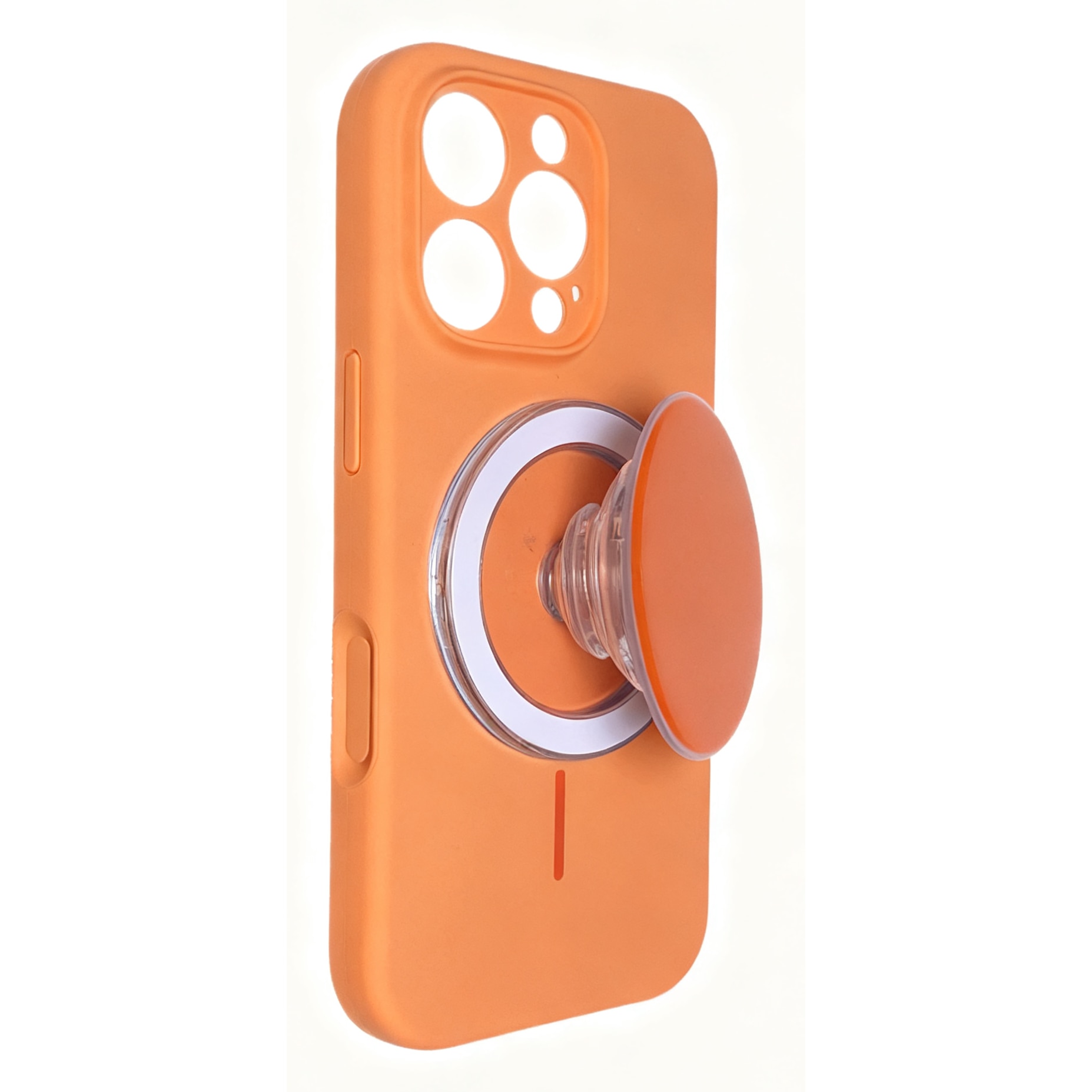 Husa de telefon cu incarcare magnetica din silicon lichid portocaliu pentru iPhone 16 Pro Max