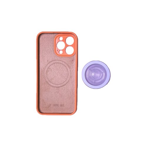 Husa de telefon cu incarcare magnetica din silicon lichid portocaliu pentru iPhone 16 Pro Max