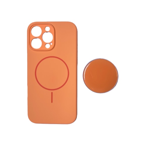 Husa de telefon cu incarcare magnetica din silicon lichid portocaliu pentru iPhone 16 Pro Max
