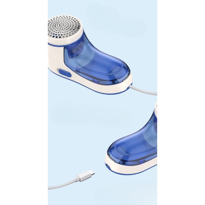 Aparat pentru curățat scame Danex, lame din oțel inoxidabil, încărcare USB Type-C, albastru, 15x7cm