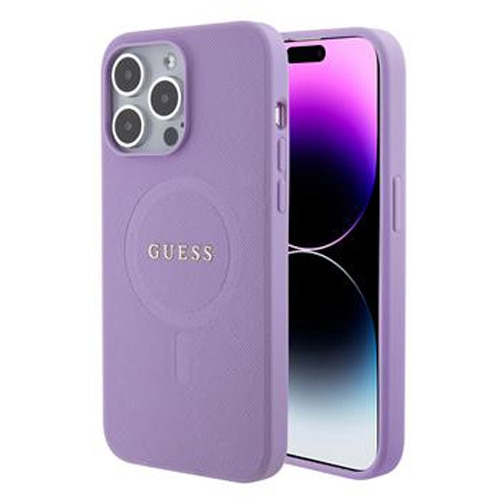 Husa de protectie Cover Guess PU Saffiano MagSafe pentru iPhone 15 Pro Max, Purple