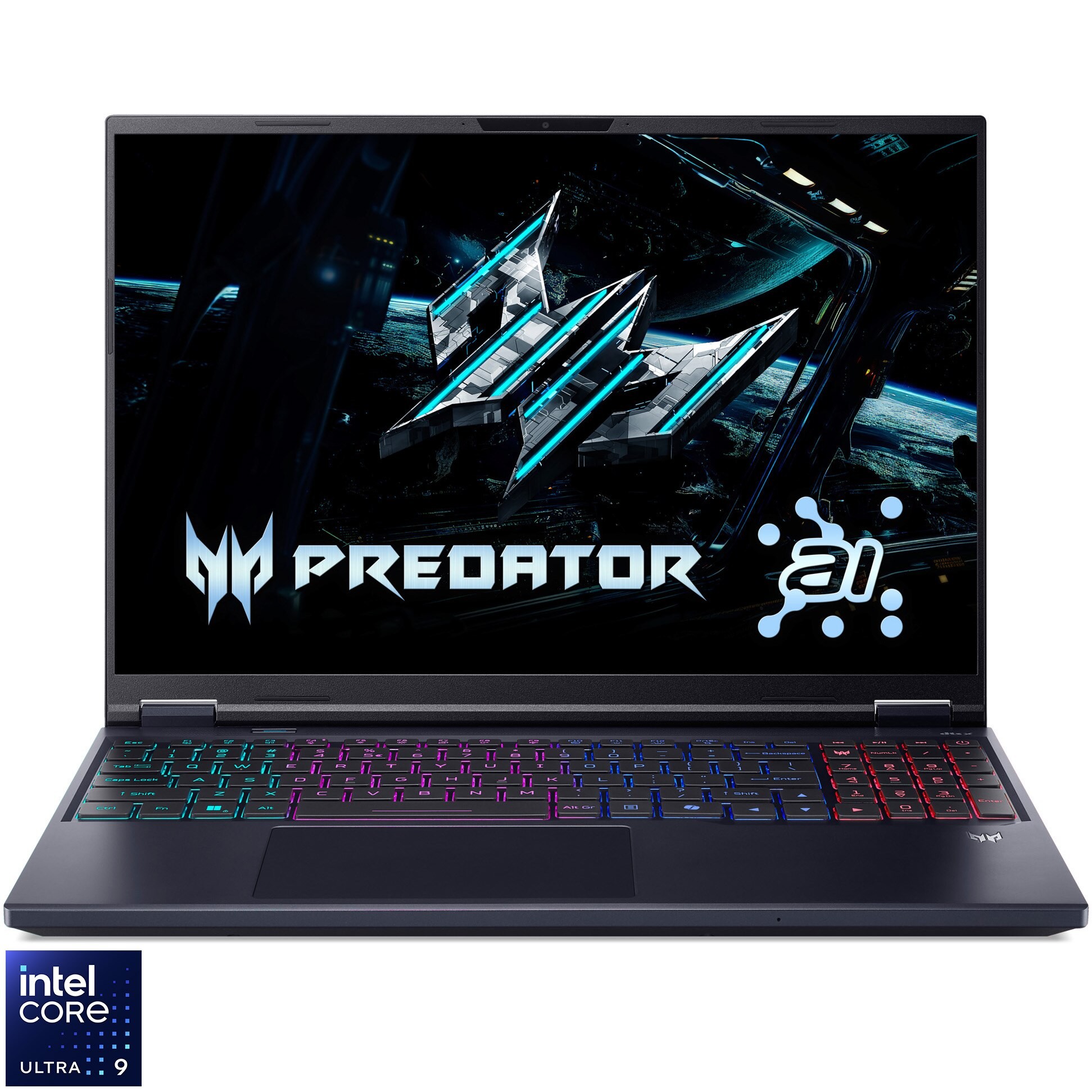 Laptop Gaming Acer Predator Helios Neo 16 AI PHN16-73-990X cu procesor Intel® Core™ Ultra 9 275HX pana la 5.4GHz, 16'', WQXGA, IPS, 240Hz, 64GB DDR5 RAM, 2TB SSD, NVIDIA® GeForce RTX™ 5070 Ti 12GB GDDR7, Windows 11 Home, Abyssal Black