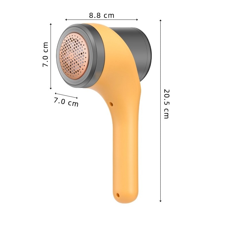 Aparat Scame si Par Haine, Electric, USB inclus, Periuta Curatare, pentru Diferite Tesaturi, 3 Trepte, 20.5 x 8.8 x 7 cm, Galben