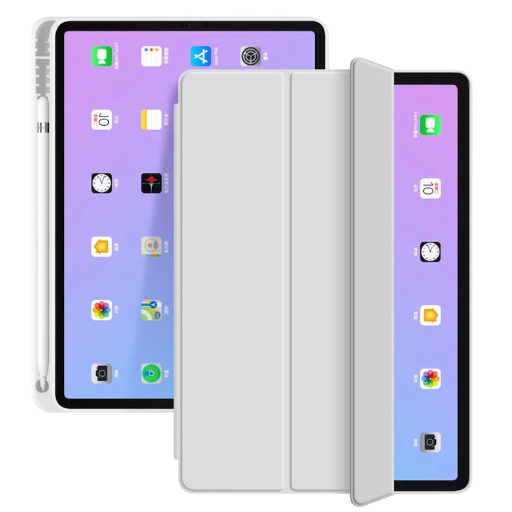 Husa Tableta FlexPro pentru Apple iPad 10 (2022) 10.9, Protectie Completa, Functie Stand, Suport Creion, Gri