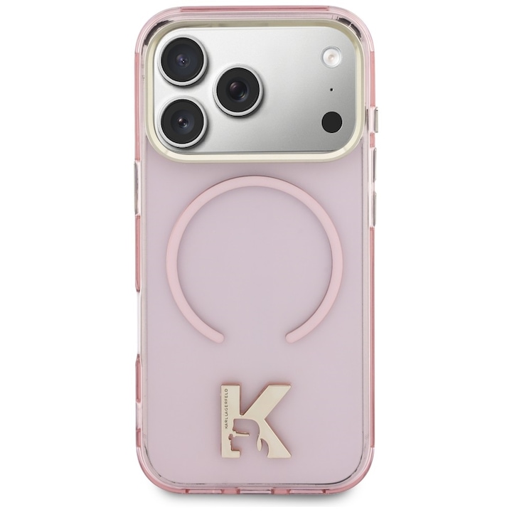 Husa Karl Lagerfeld IML K Head Logo cu MagSafe compatibila cu iPhone 17 Pro Max, Roz