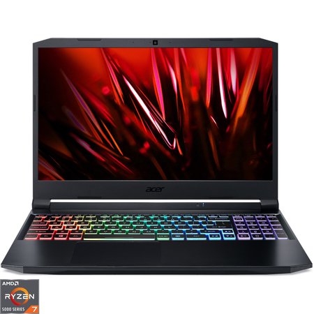 Laptop Gaming ACER Nitro 5 AN515-45-R095, AMD Ryzen 7 5800H pana la 4.4GHz, 15.6" QHD, 16GB, SSD 512GB, NVIDIA GeForce RTX 3080 8GB, Free DOS, Black