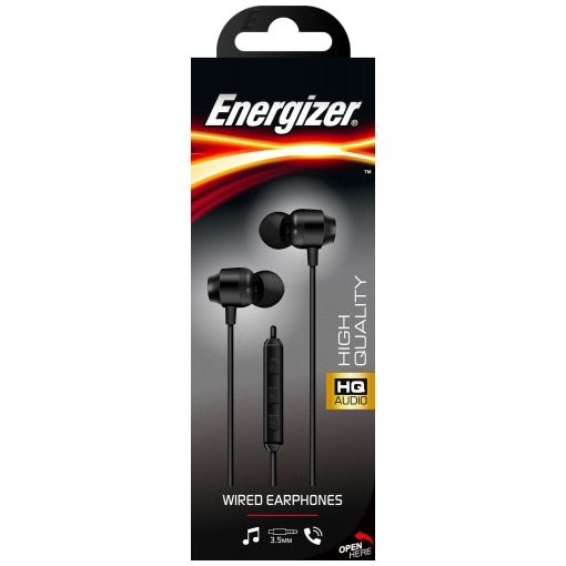 Casti cu fir Energizer CIA10, stereo, negru, 1.2m, microfon, plectru multifunctional