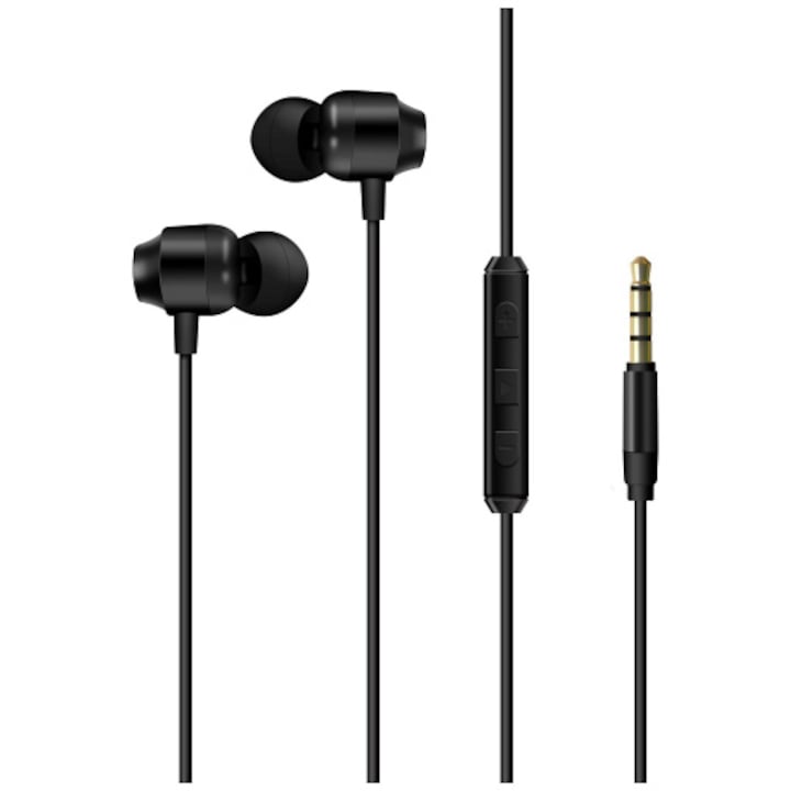 Casti cu fir Energizer CIA10, stereo, negru, 1.2m, microfon, plectru multifunctional