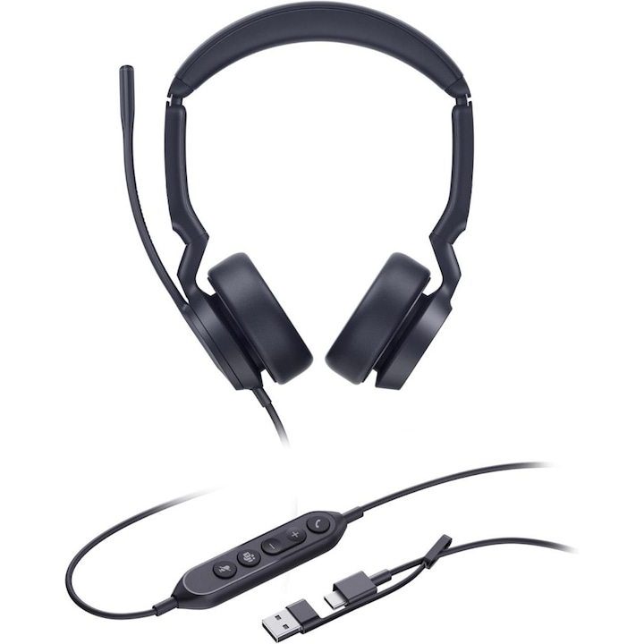 Casti cu fir Yealink UH44 Dual USB-C/A, negru
