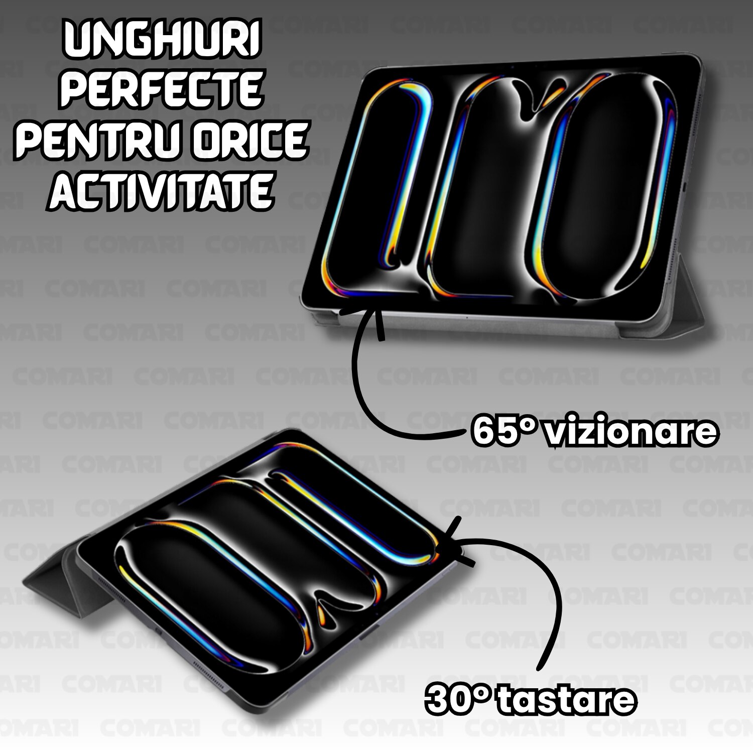 Husă pentru tabletă Comari EliteCover, protecție 360, funcție stand, Negru, pentru iPad Pro 11 (2024/2025)