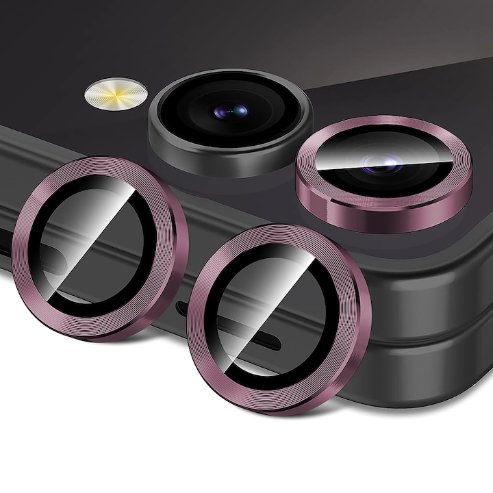 Folie Protectie Lentile Camera compatibila cu Samsung Galaxy Z Flip7, CASEY STUDIOS™ MaxDefense+, Ultra HD, Anti Amprente, Anti Zgarieturi, Anti Socuri, Roz