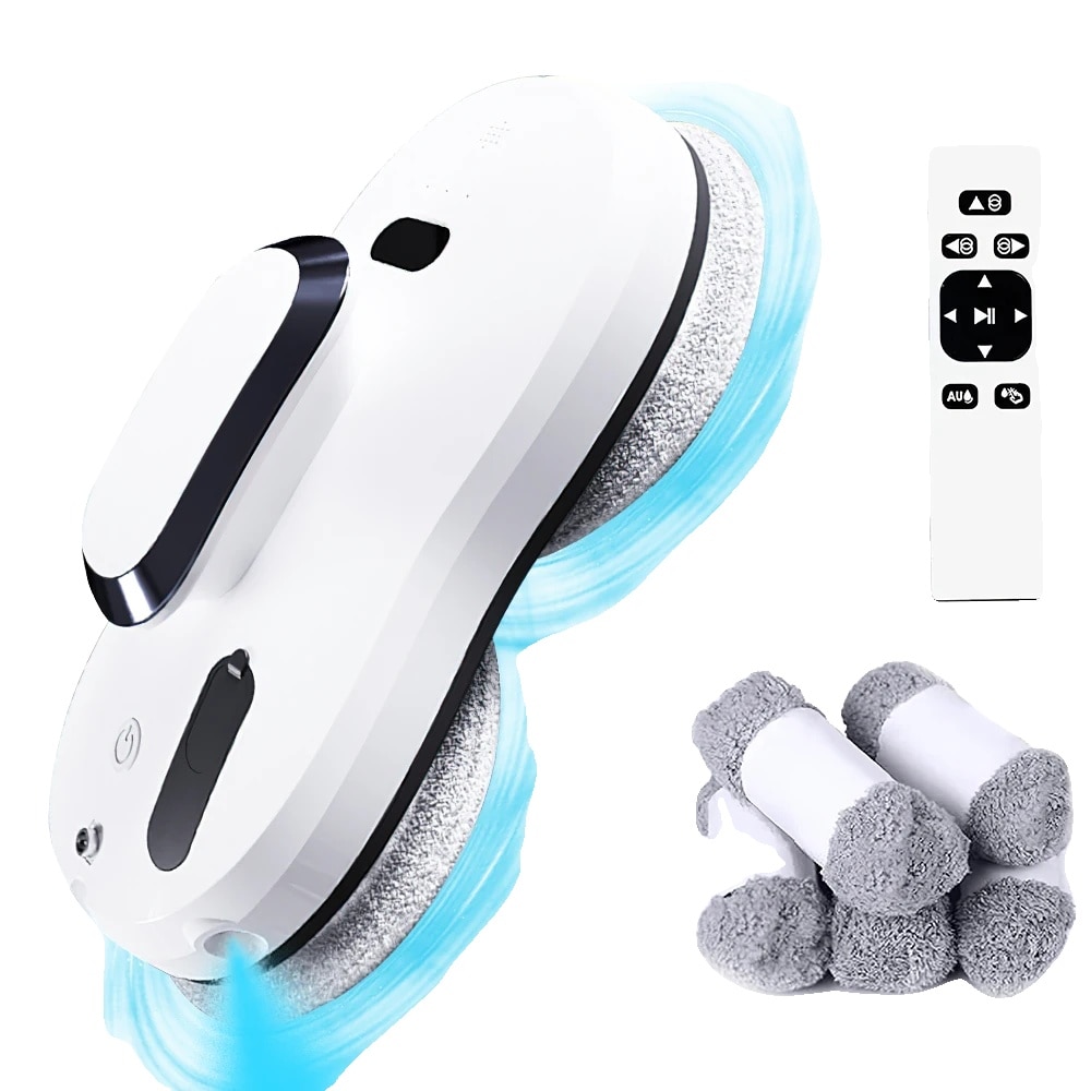 Robot de curatare geamuri, Telecomanda, Duza de pulverizare cu ultrasunete, 3800Pa