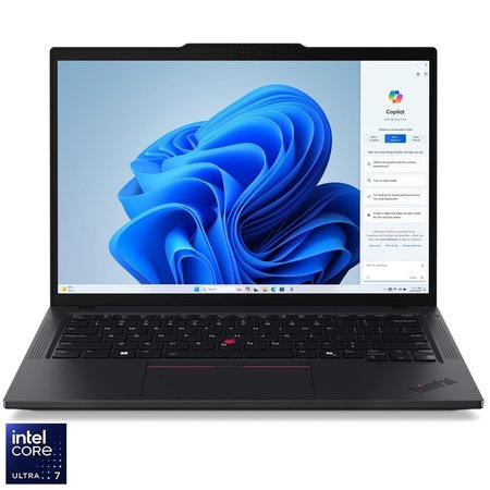 Laptop ThinkPad T14 Gen 5 cu procesor Intel® Core™ Ultra 7 155U pana la 4.8GHz, 14" WUXGA, IPS, 16GB DDR5, 512GB SSD, Intel® Graphics, Windows® 11 Pro, Black, 3y Courier or Carry-in