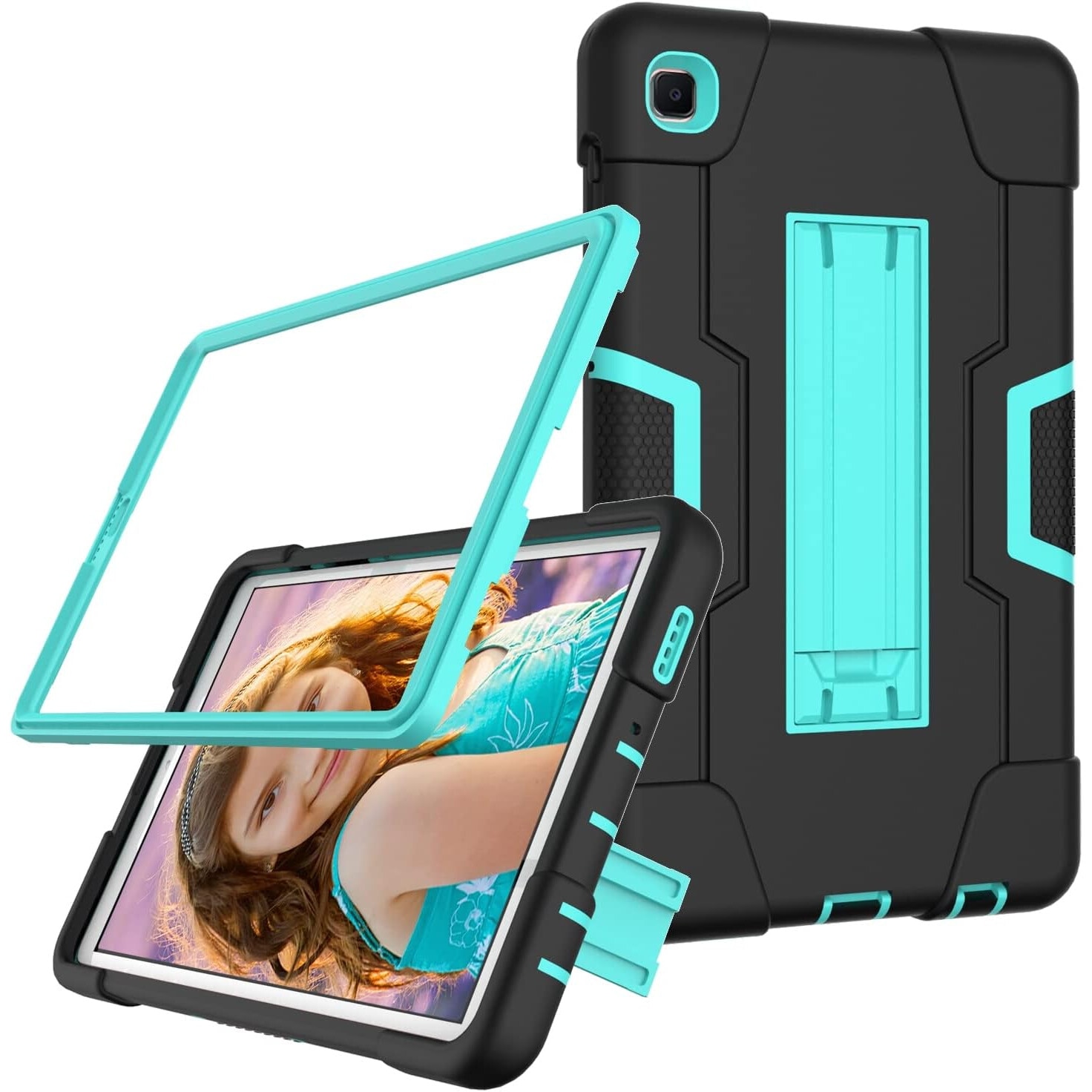 Husa pentru Samsung Galaxy Tab A8 10.5”, blindata cu suport, Turcoaz
