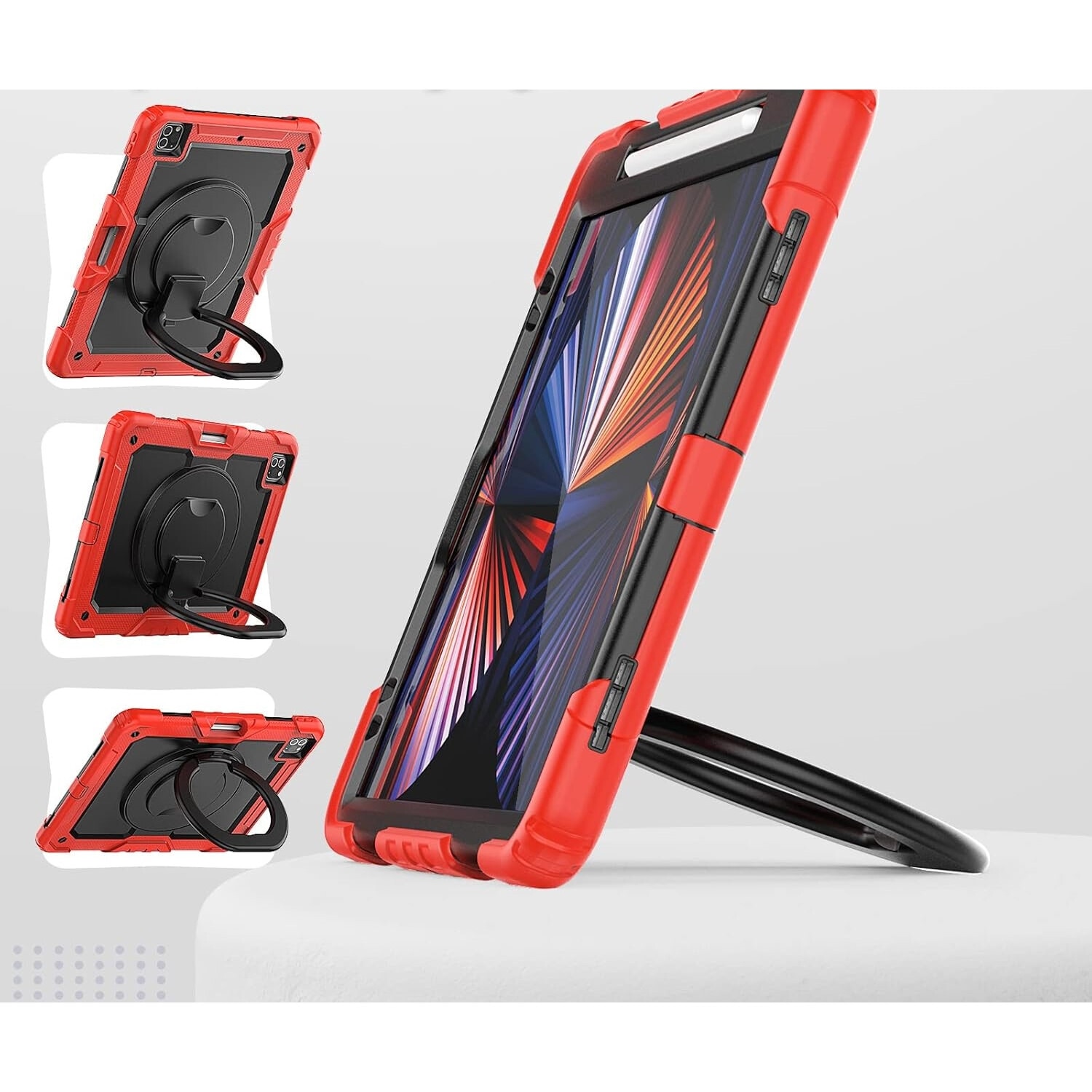 Husa compatibil cu iPad Pro 11" cu suport pivotant, rosu