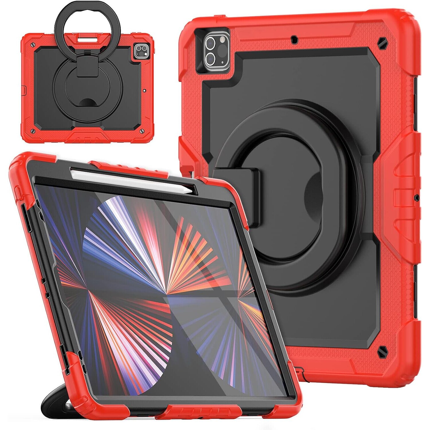 Husa compatibil cu iPad Pro 11" cu suport pivotant, rosu