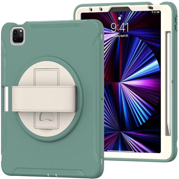 Husa compatibil cu iPad Pro 3/2/1 11" cu suport, Verde