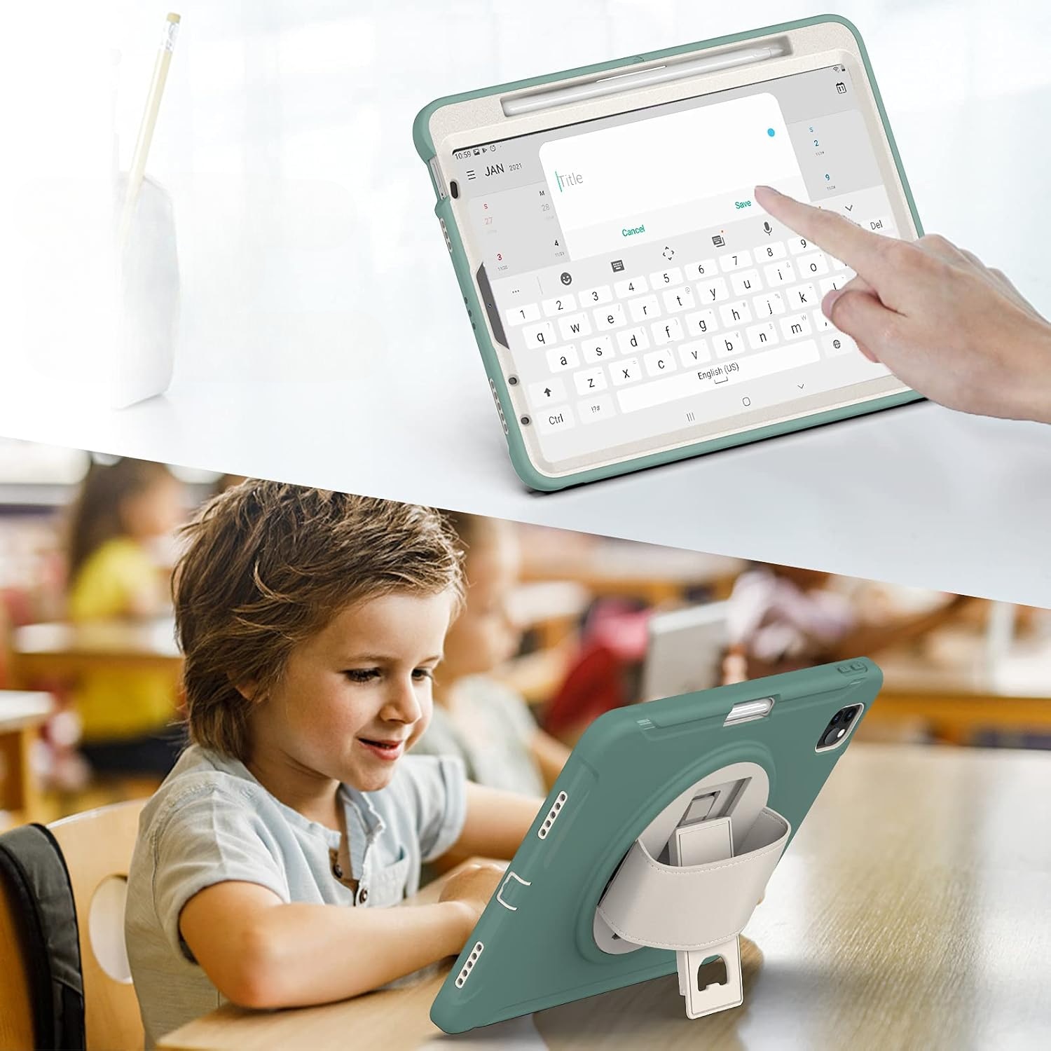 Husa compatibil cu iPad Pro 3/2/1 11" cu suport, Verde