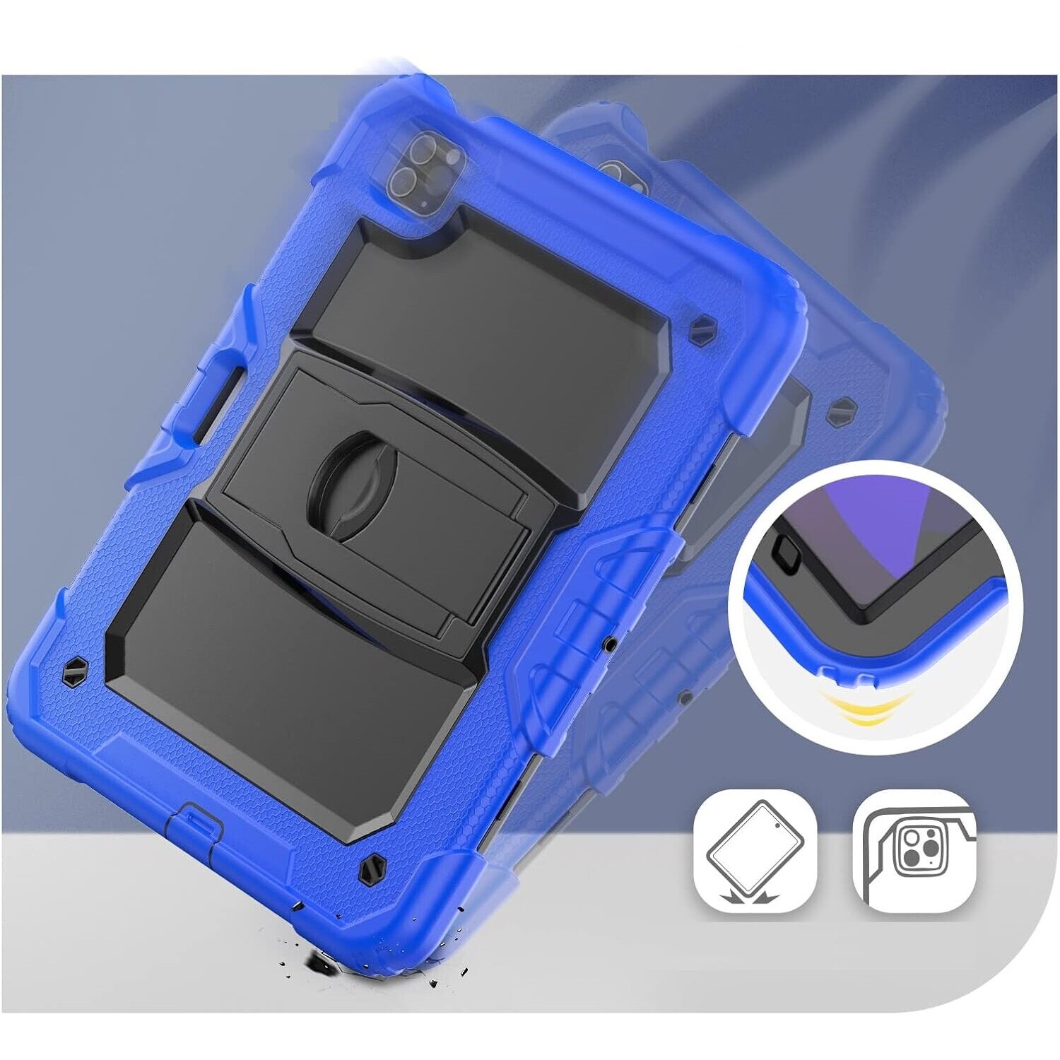 Husa compatibila cu iPad Air 5/Air 4/Pro 11 cu curea de umar, albastra