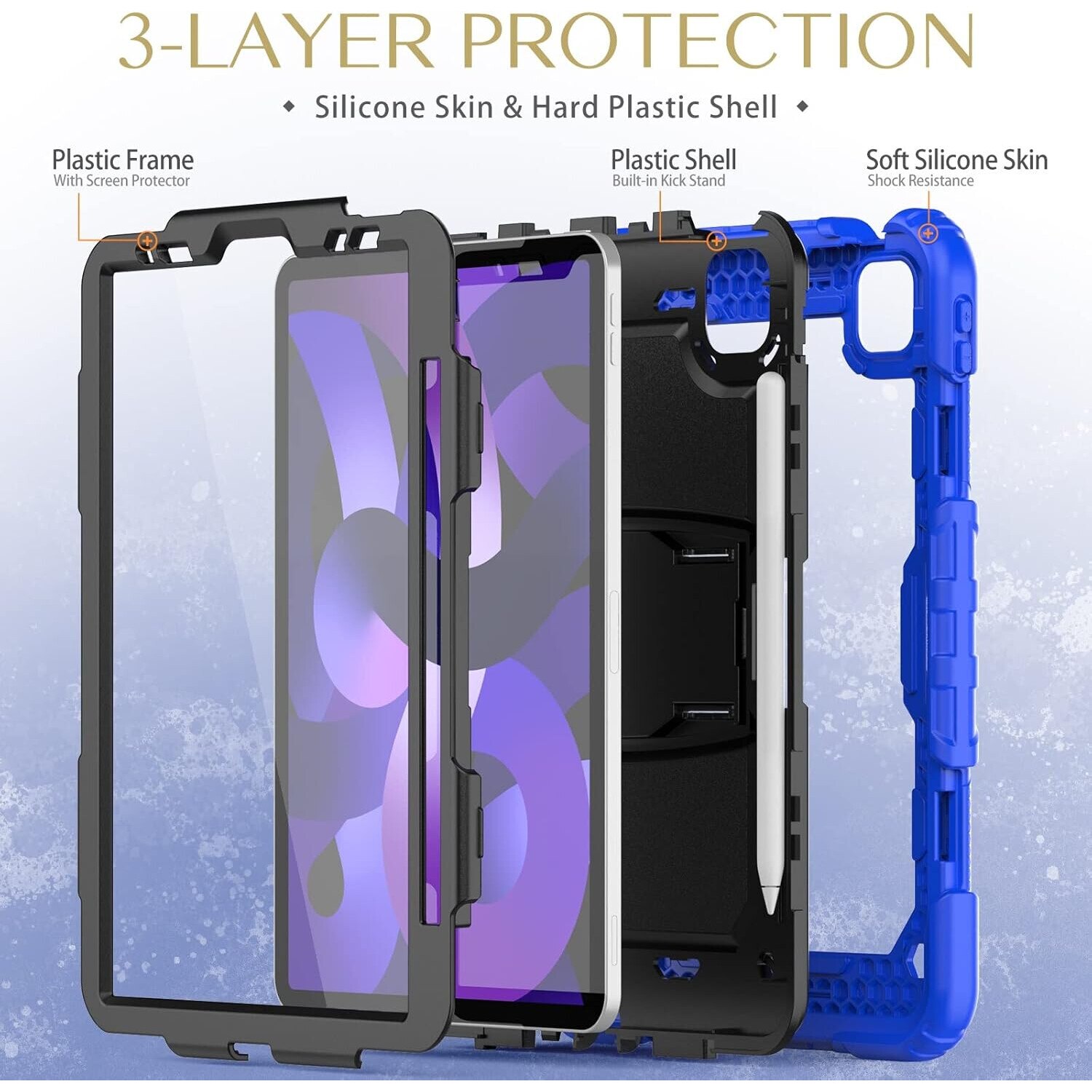 Husa compatibila cu iPad Air 5/Air 4/Pro 11 cu curea de umar, albastra