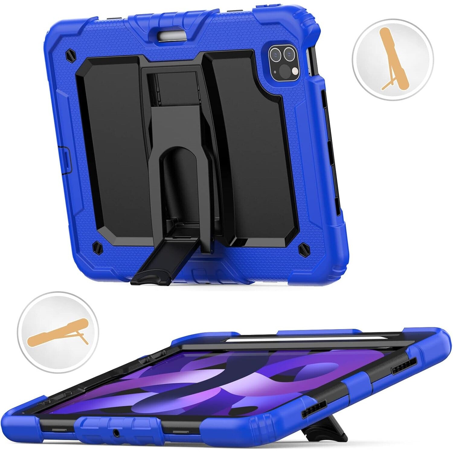 Husa compatibila cu iPad Air 5/Air 4/Pro 11 cu curea de umar, albastra