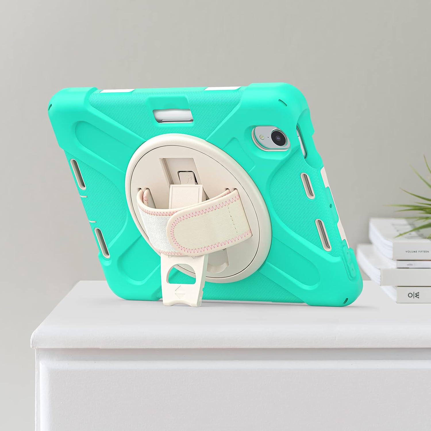 Husa pentru iPad Mini 6 8.3", 3 straturi, suport rotativ, loc pentru stilou, menta