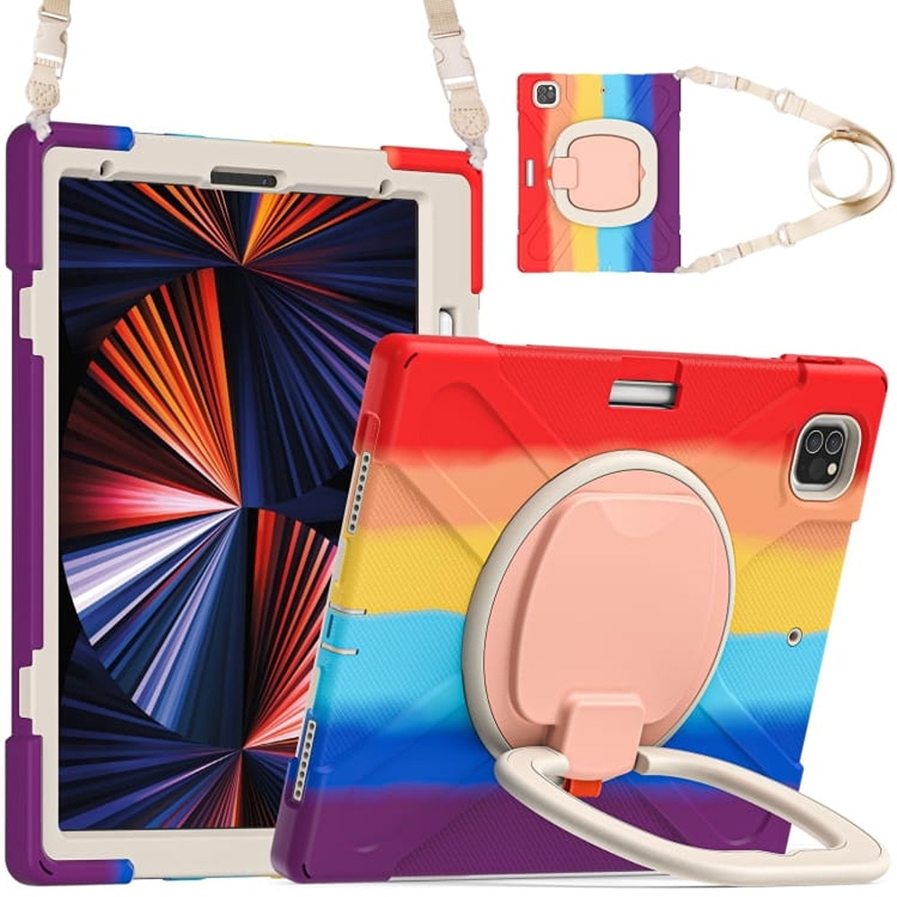 Husa tableta cu suport si curea, pentru iPad Pro 11/Air 5/4, multicolor, 3 straturi, protectie maxima